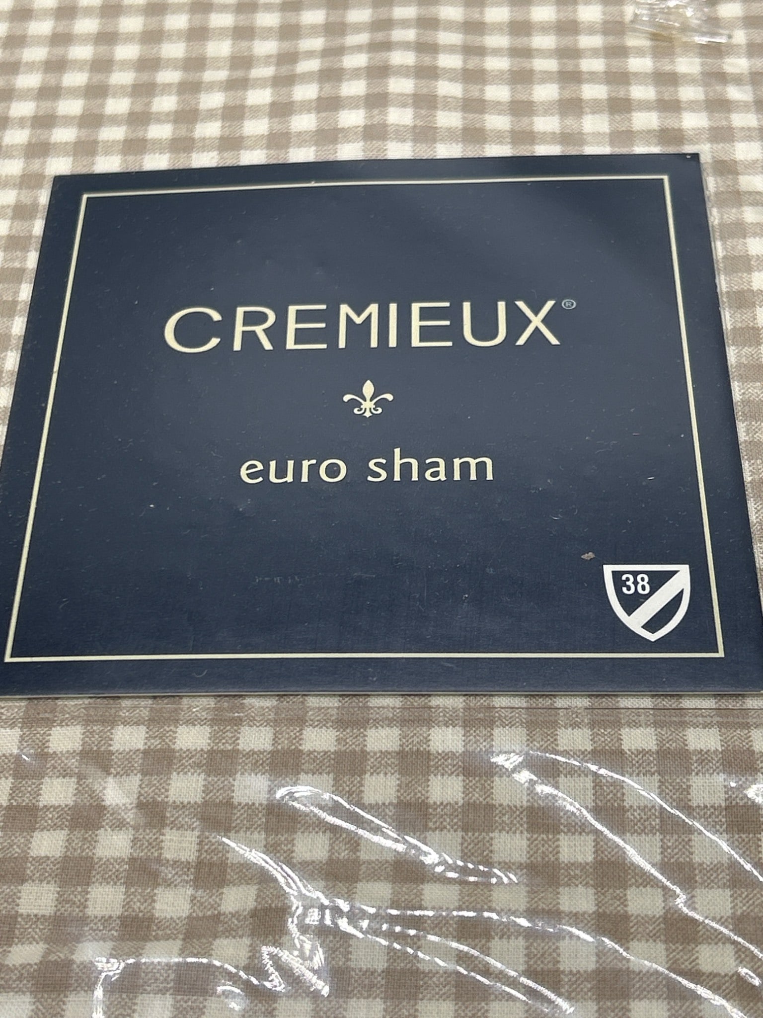 Two Cremieux Euro Sham, 26 x 26 Inches, Checkered Pattern, Model 38 - 3