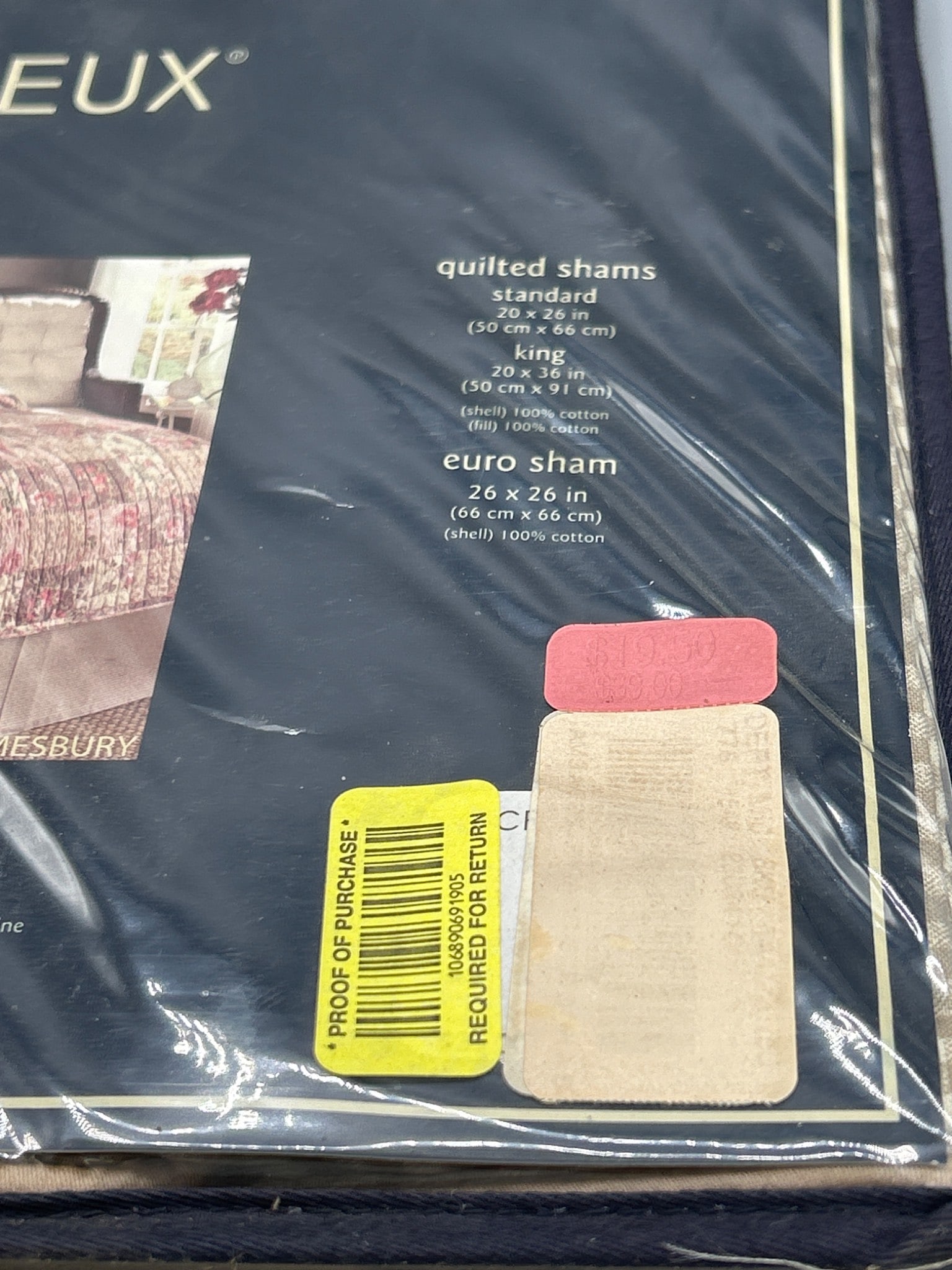 Two Cremieux Euro Sham, 26 x 26 Inches, Checkered Pattern, Model 38 - 6