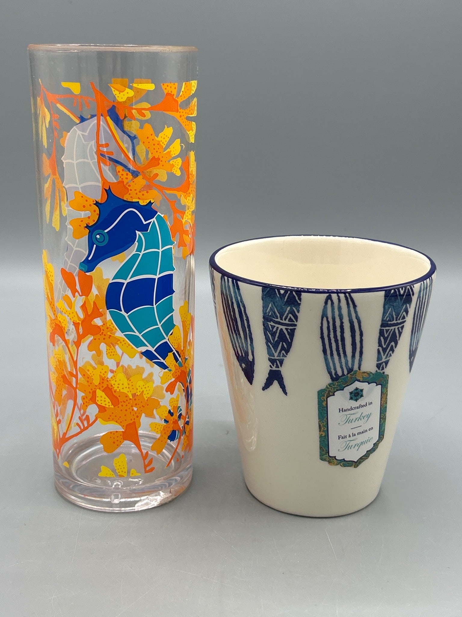 Handcrafted Mug and Seahorse-Patterned Glass - Made in Turkey - 2