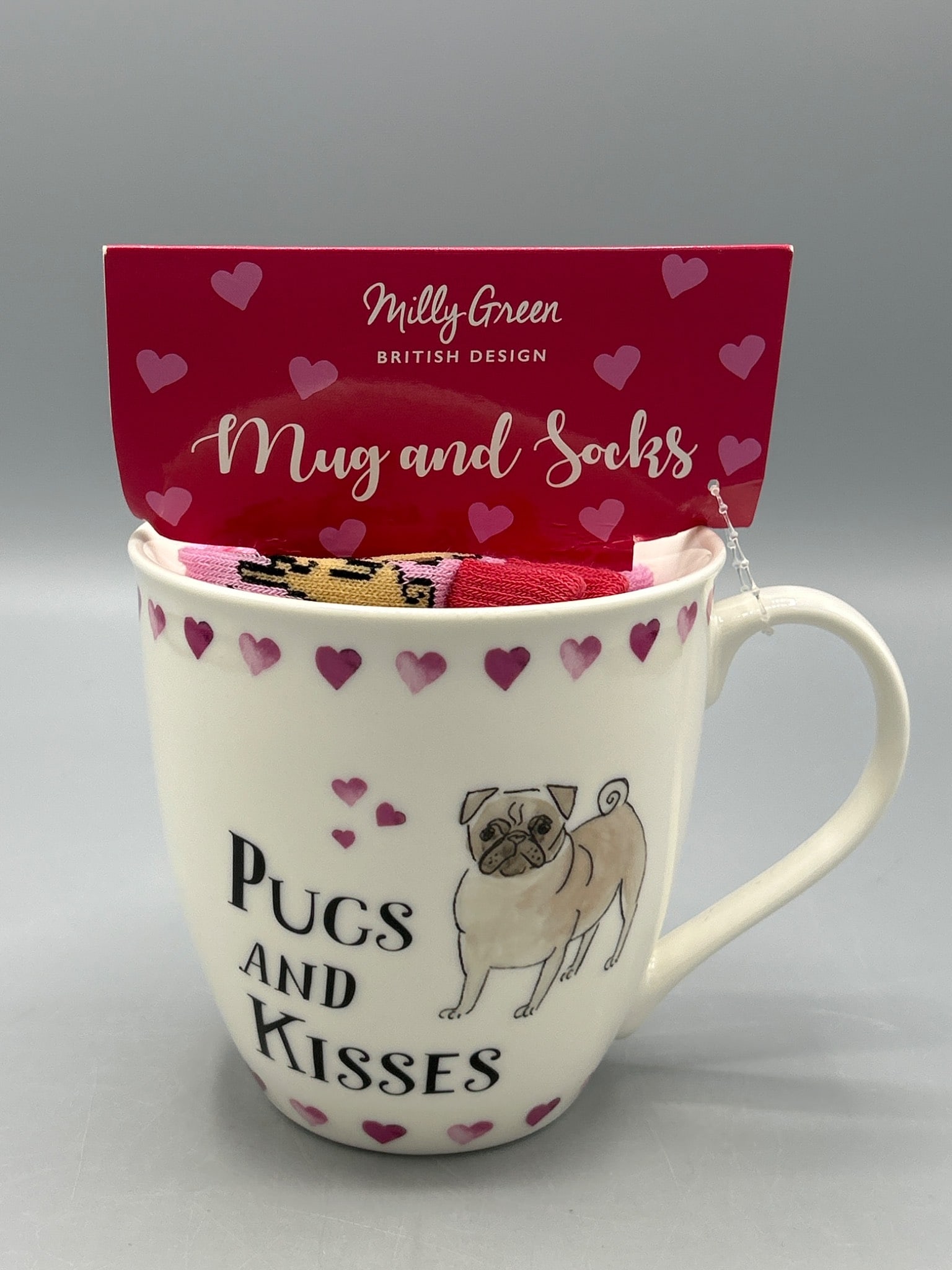 Milly Green Mug and Socks Set, 'Pugs and Kisses,' 2019, Made in China (1 of 6)