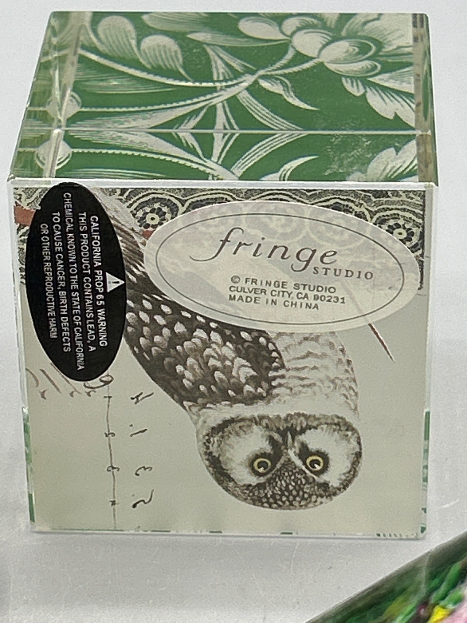 Glass Paperweights Including Green Bird and Black Rabbit with Fringe Studio Cube - 3