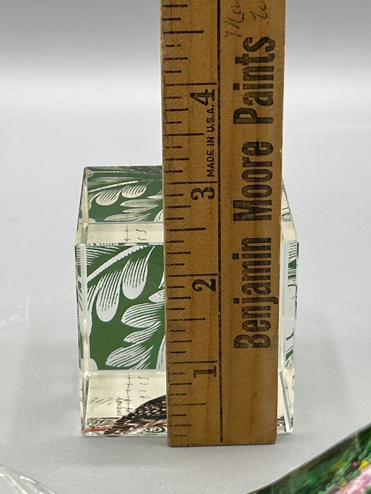 Glass Paperweights Including Green Bird and Black Rabbit with Fringe Studio Cube - 5