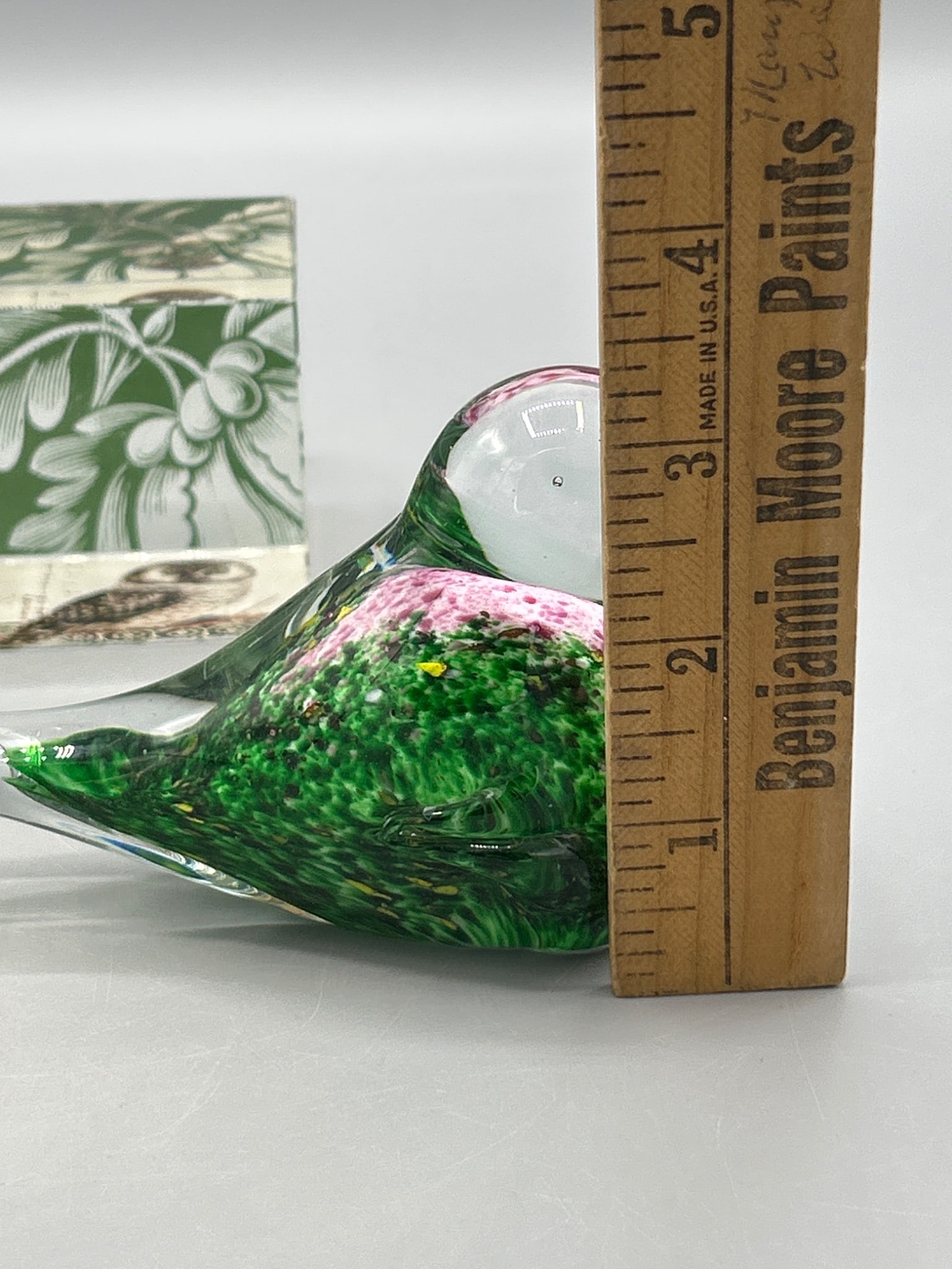 Glass Paperweights Including Green Bird and Black Rabbit with Fringe Studio Cube - 6