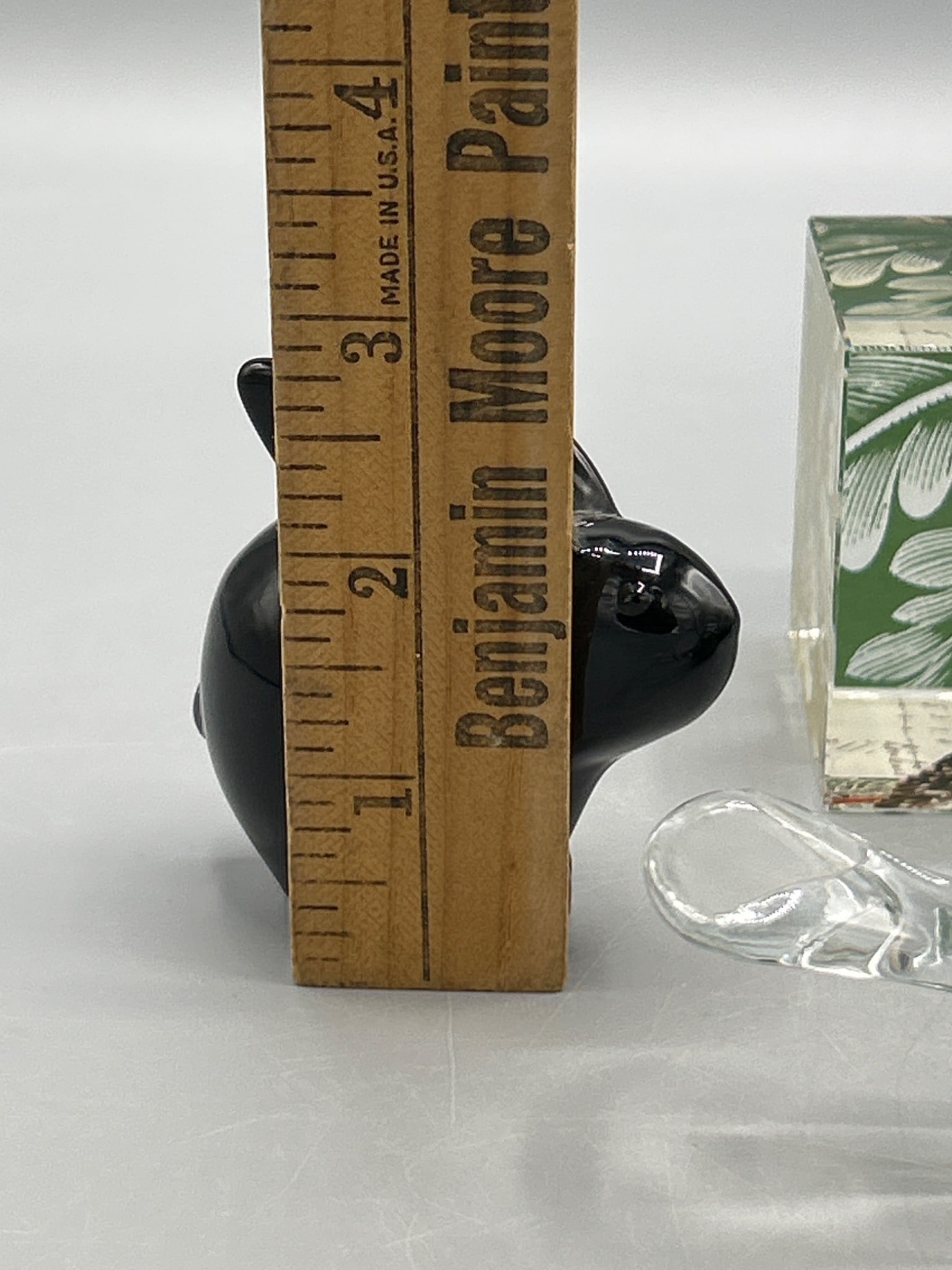 Glass Paperweights Including Green Bird and Black Rabbit with Fringe Studio Cube - 7
