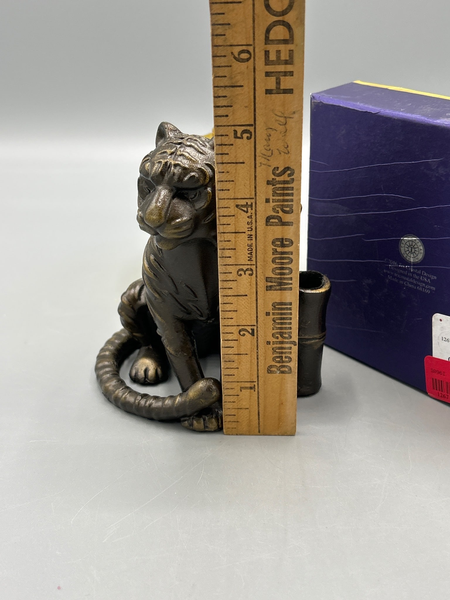 3 Home Decor Items: Levenger Tiger Holder, Yellow Glass Jar, and Ceramic Pug Tray - 10