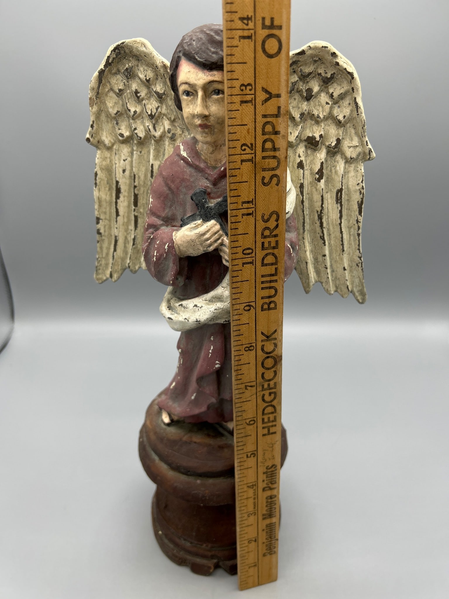 Hand-Painted Angel Statue With Wings, Made in Philippines - 4