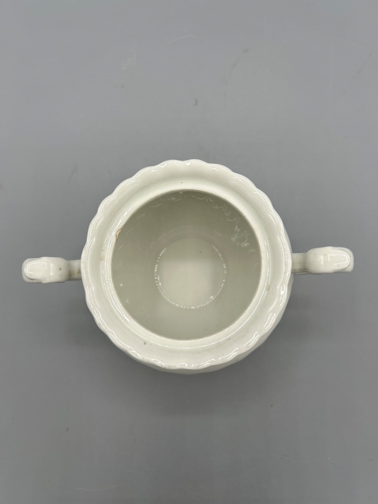 J&G Meakin England Blue and White Ceramic Sugar Bowl with Handles - 3