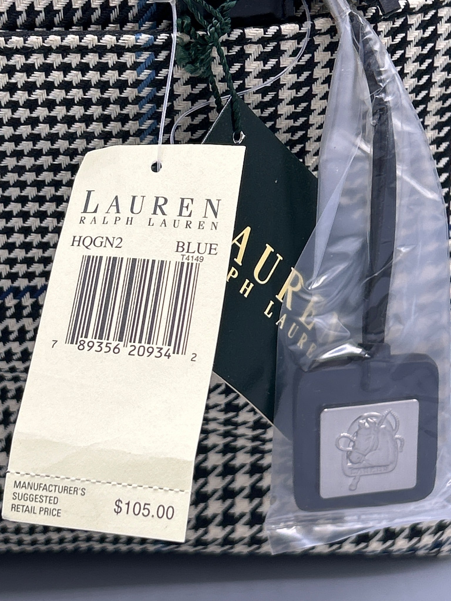 Lauren Ralph Lauren HOGN2 Blue Plaid Tote Bag - Brand New - 2