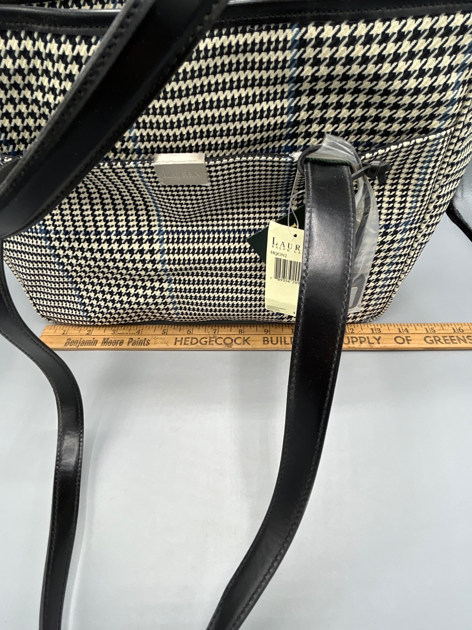 Lauren Ralph Lauren HOGN2 Blue Plaid Tote Bag - Brand New - 5