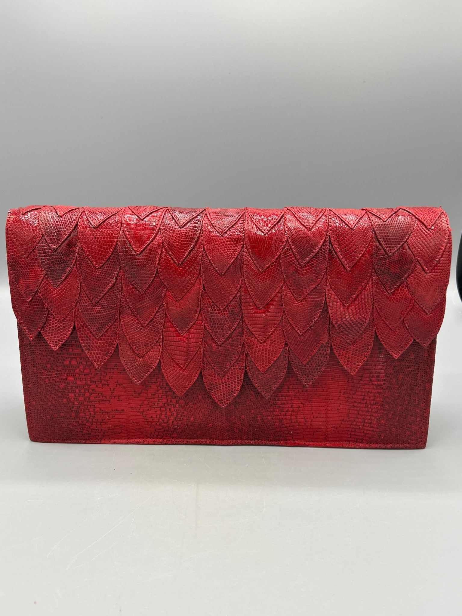 R. SaldaÃ±a House of Reptile Red Lizard Skin Clutch Bag With Accessories - 2