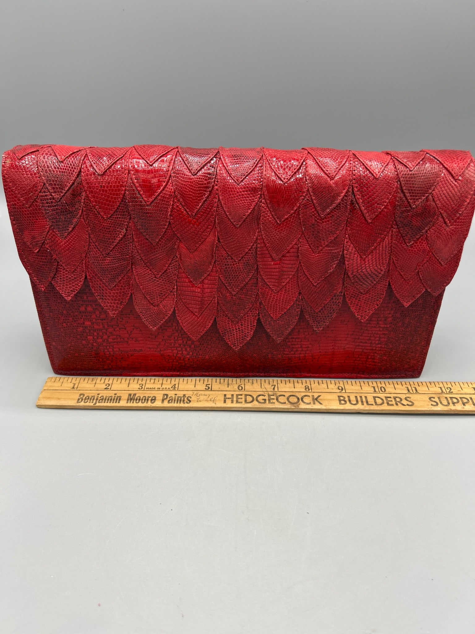R. SaldaÃ±a House of Reptile Red Lizard Skin Clutch Bag With Accessories - 9