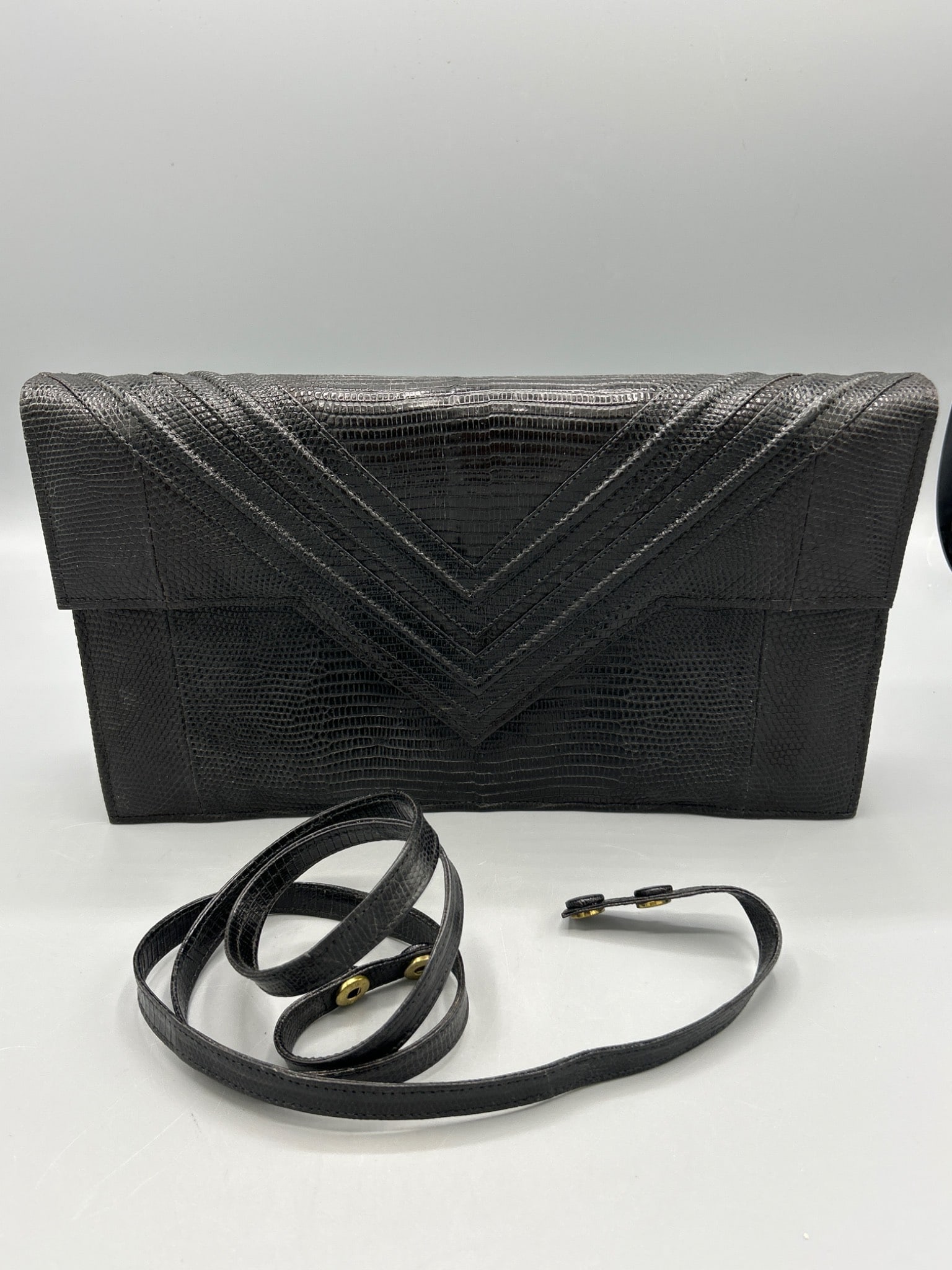 Black Lizard-Skin Handbag by R. Saldana, Manila (1 of 6)