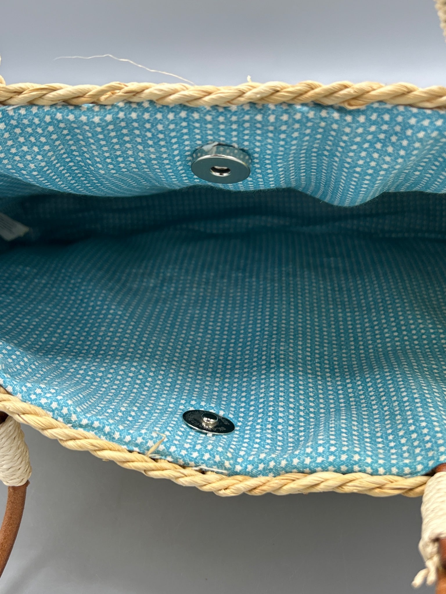 Woven Straw Tote Bag with Embroidered Design and QVC Tag - 5