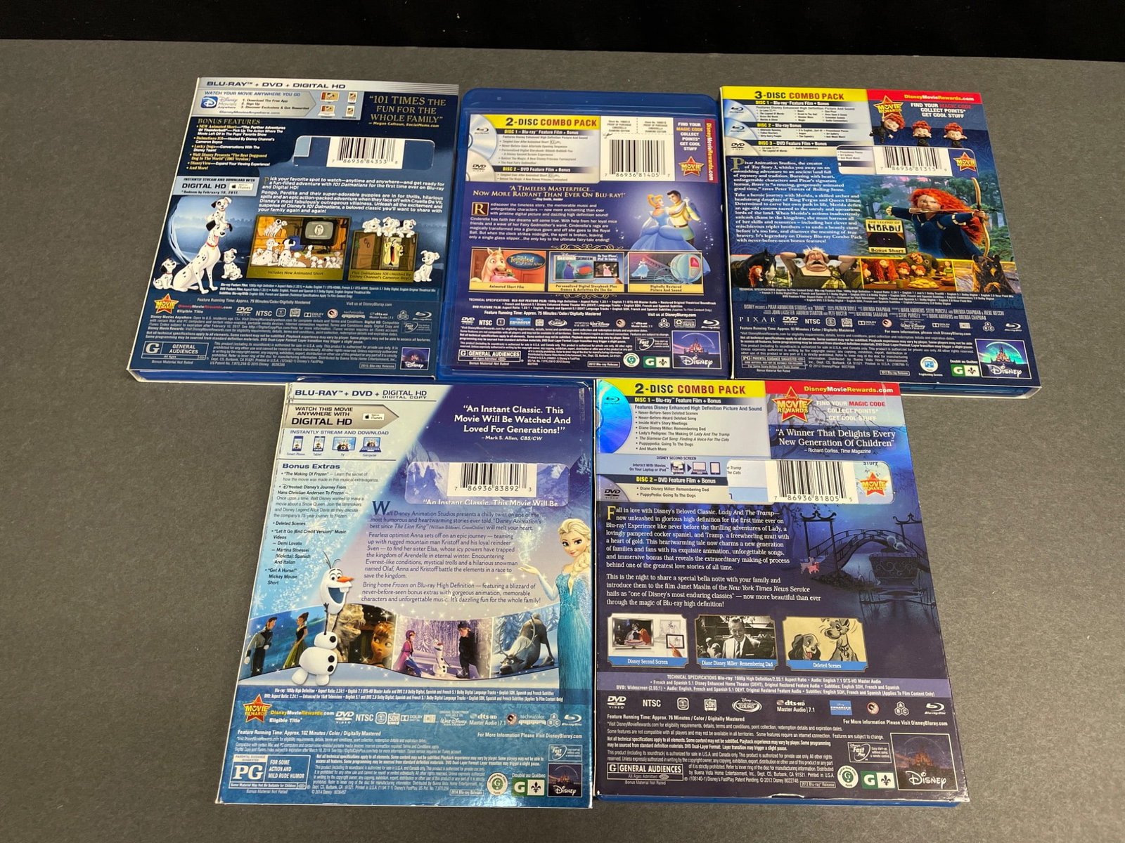 Sealed Walt Disney Blu-ray DVDs - 101 Dalmatians, Cinderella, Brave, Frozen, Lady and the Tramp - 7