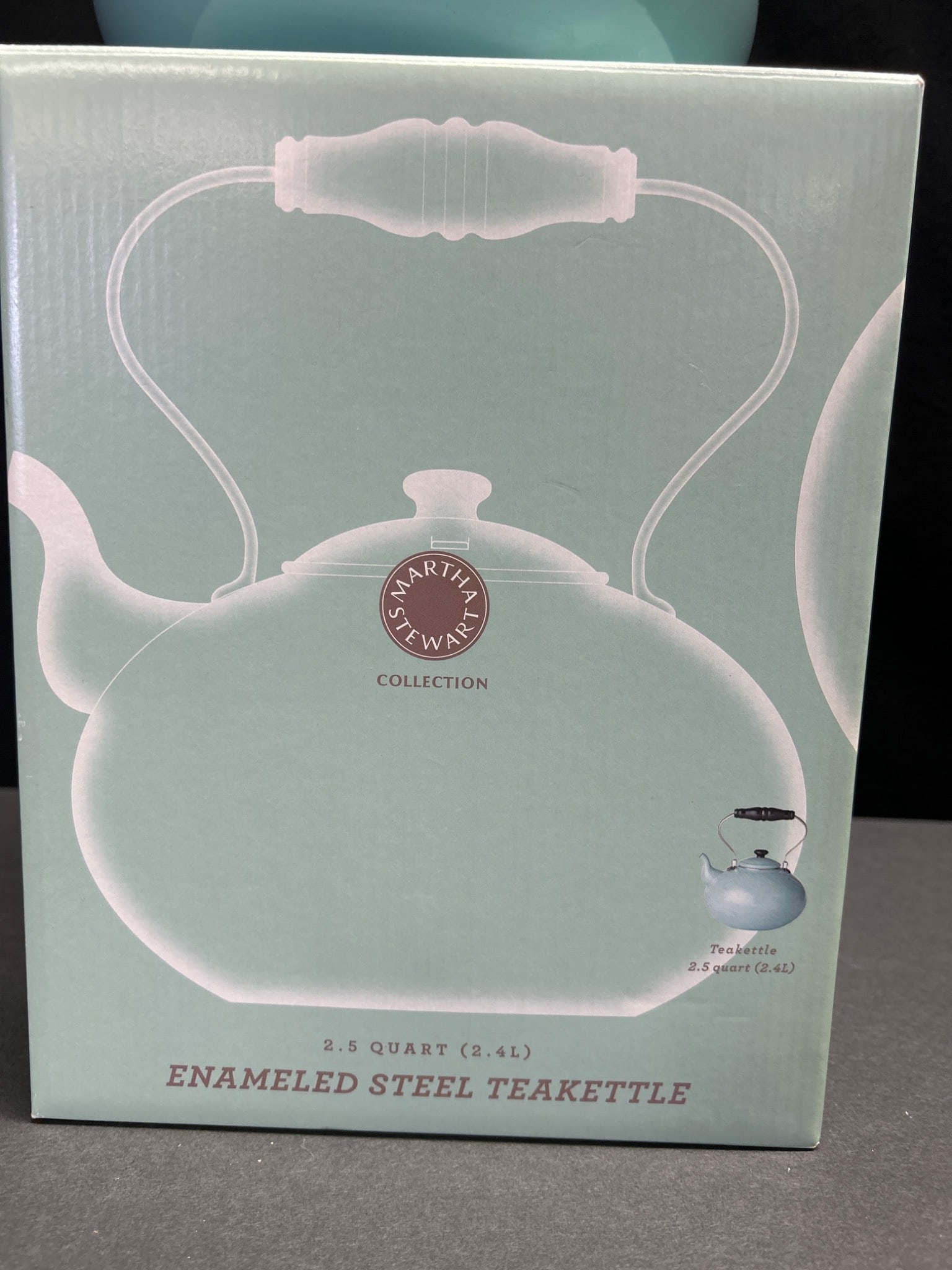 2.5 Quart Enameled Steel Teakettle in Light Blue - Martha Stewart Collection - 2