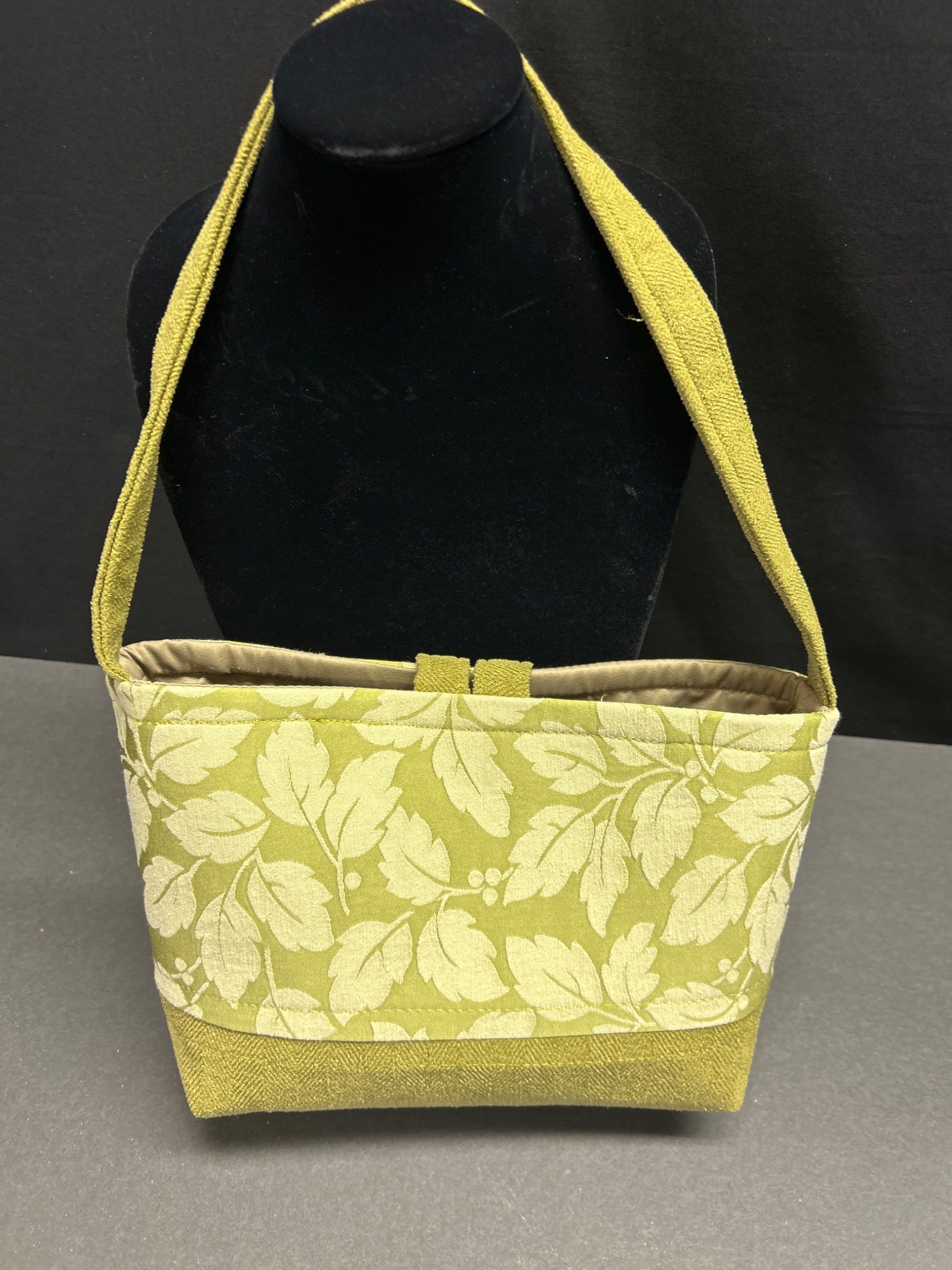 Green Fabric Handbag with Leaf Pattern from EverSewEnglish, LLC - 2