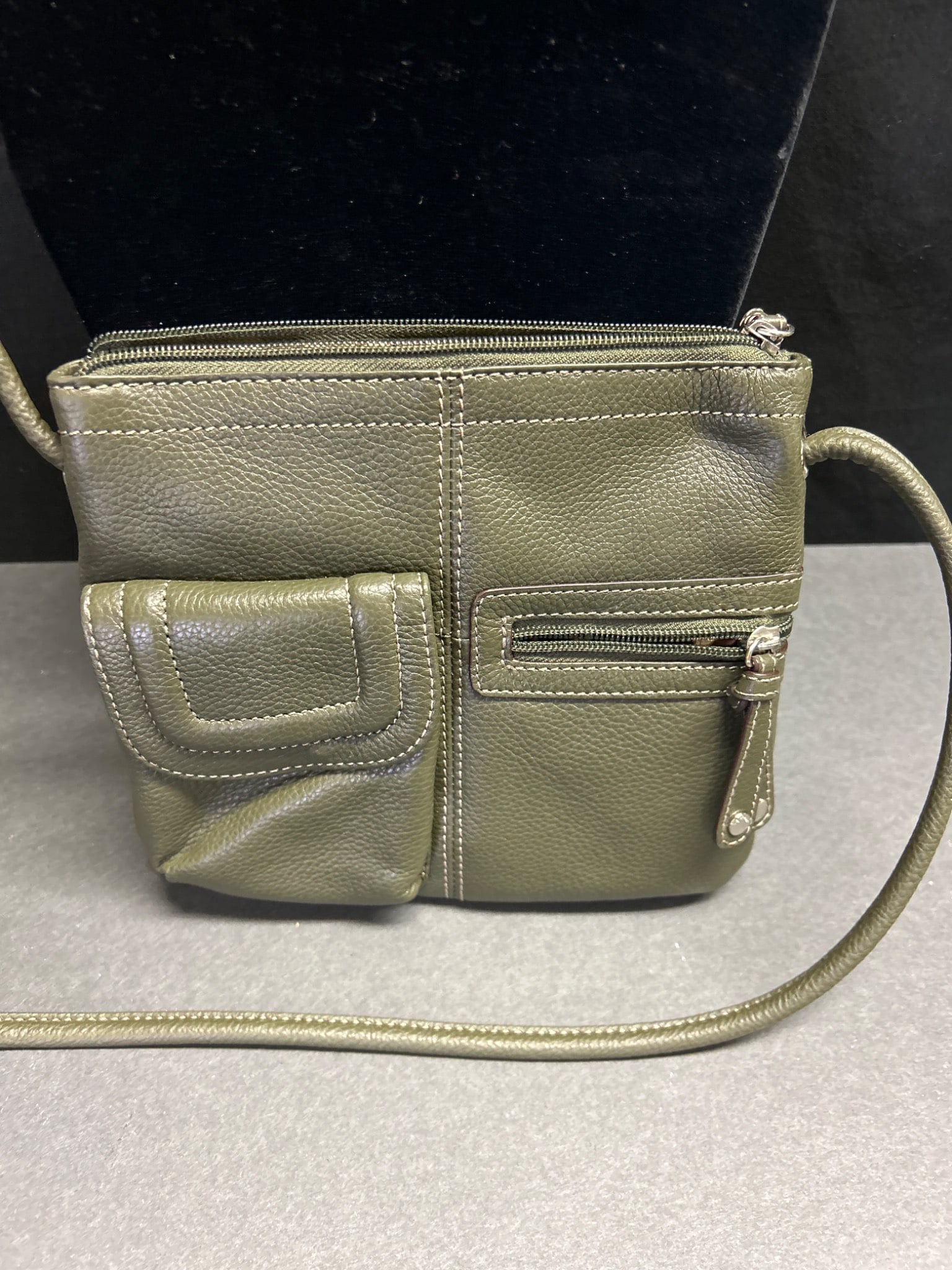 Tignanello Genuine Leather Crossbody Bag with Zipper Compartments - 3