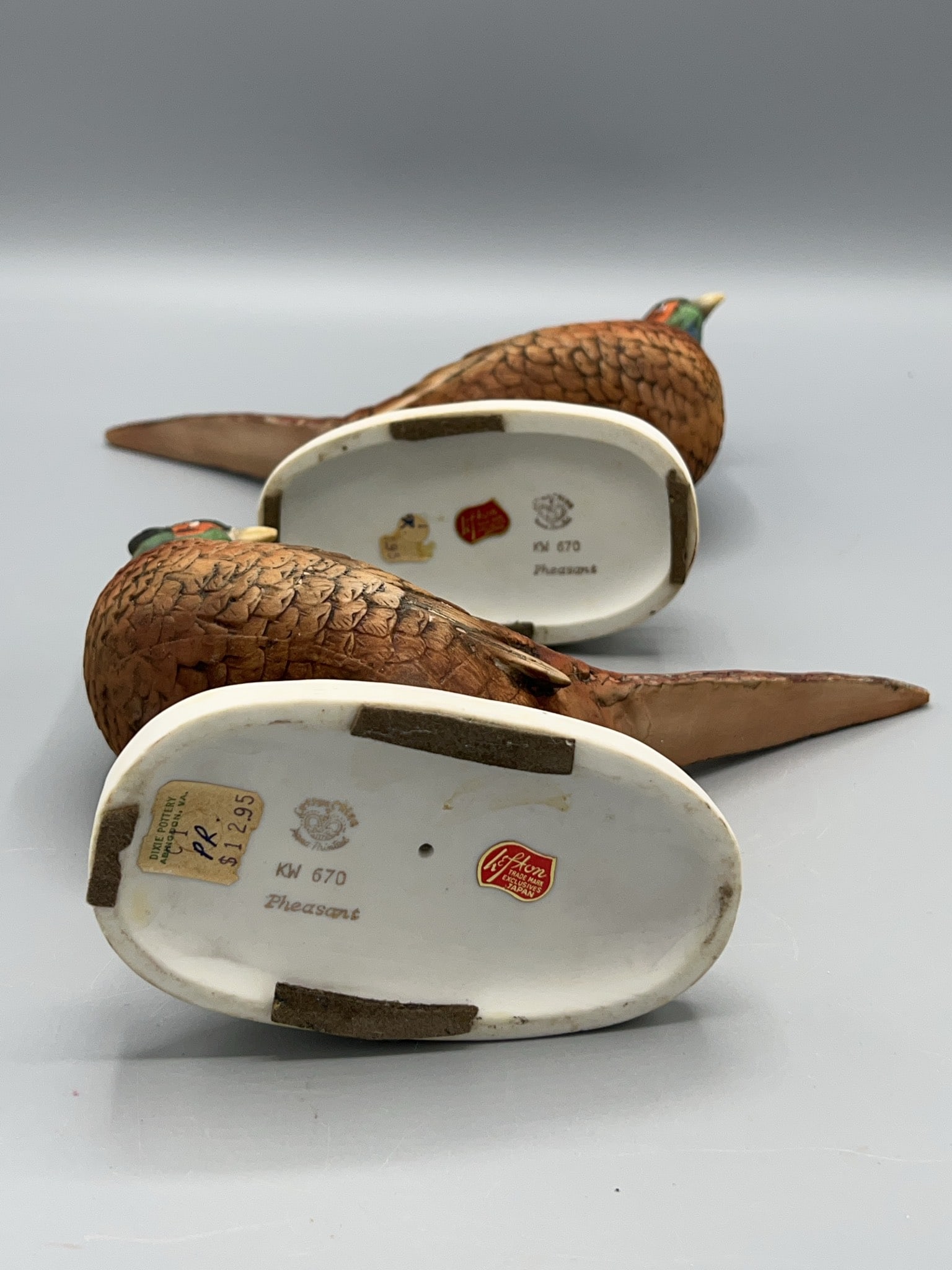 Lefton China KW 670 Pheasant Figurines Pair - 4
