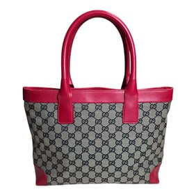 Gucci GG Canvas Tote Bag with Red Leather