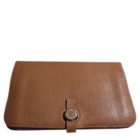 Hermes Dogon GM Leather Long Wallet in Brown