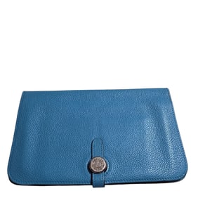 Hermes Dogon GM Leather Long Wallet in Blue