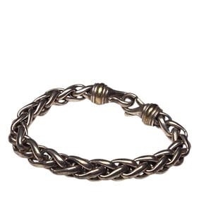 David Yurman Sterling Silver 6mm Wheat Chain Bracelet with 14K Gold