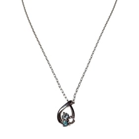 10K White Gold Necklace with a Three Stone Pendant