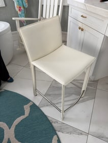 vanity white leather chair