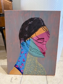 Pink/blue face oil on canvas