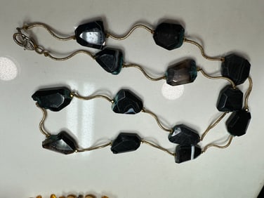 long black stone necklace