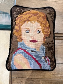 Needle point child face pillow