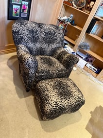 Leopard Print Chair & Ottoman