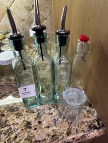 Glass Oil & Vinegar Bottles with Extra Jars