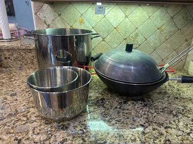Martha Stewart Collection 20-Quart Stockpot with Stainless Bowls & Wok