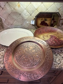 Decorative Platters & Trays – Glass Fish, Raymond Waites Bordeaux, Embossed Charger