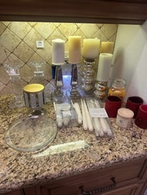 Large Assortment of Candles & Candleholders