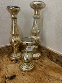 Set of Mercury Glass Style Candle Holders