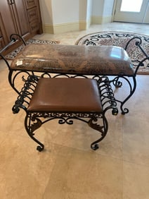 Pair of Upholstered Metal Benches