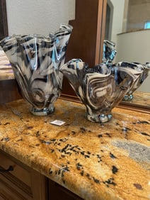 Murano Style Art Glass Vases, Pair
