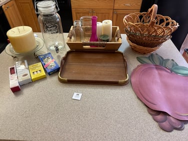 Good Wood Teak Tray & Household D?cor Lot