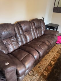 Brown Leather Reclining Sofa