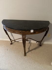 Half-Moon Console Table with Stone Top
