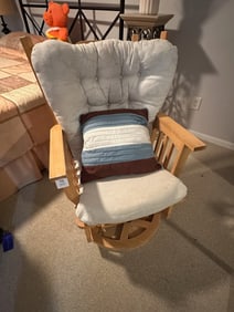 Swivel Glider Rocking Chair with Cushion and Accent Pillow