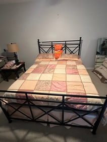 Queen Bed with Mattress & Bedding