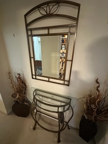 Glass Top Console Table with Matching Mirror