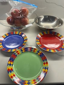Assorted decorative plates and serving ware