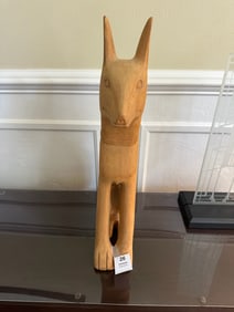 Hand-Carved Wooden Anubis Figure