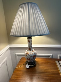 Porcelain Table Lamp with Asian Floral Motif