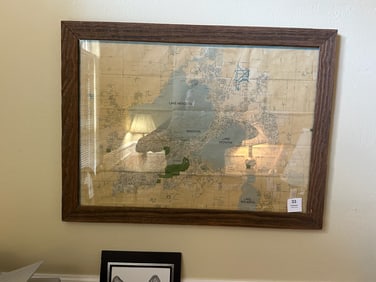 Framed Vintage Map of Lake Minneola / Clermont, FL