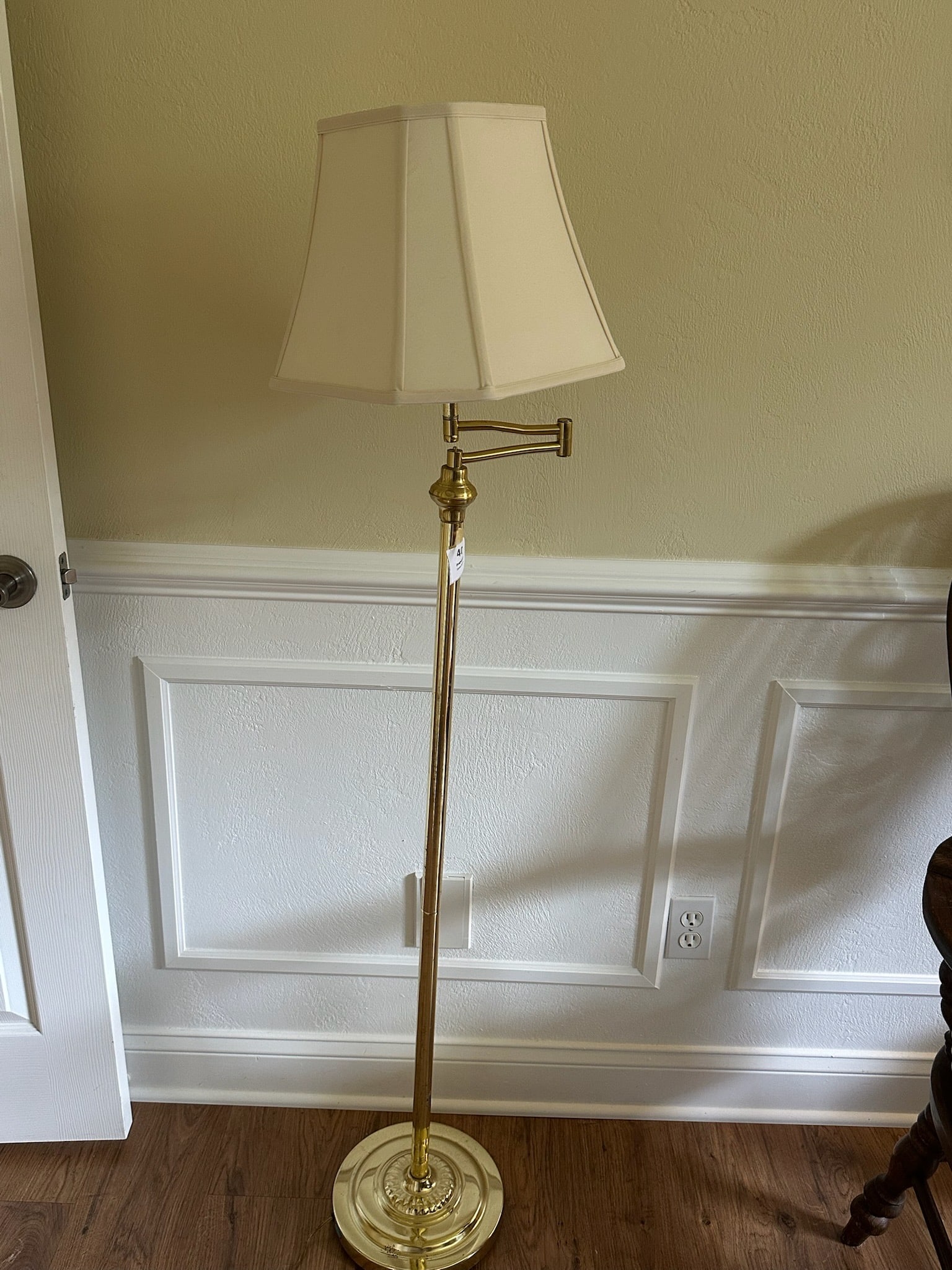Brass Swing Arm Floor Lamp with Shade (1 of 15)